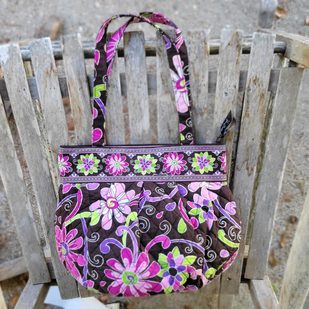 VERA BRADLEY Purple Punch Abby Shoulder Bag Purse Floral - Picture 3 of 4